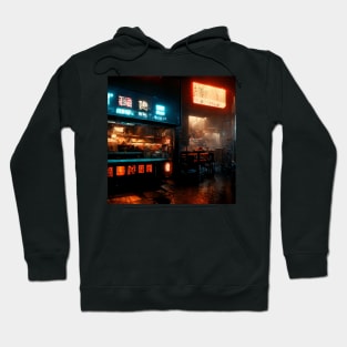 Ramen Food Stalls - Cyberpunk Cityscape Hoodie